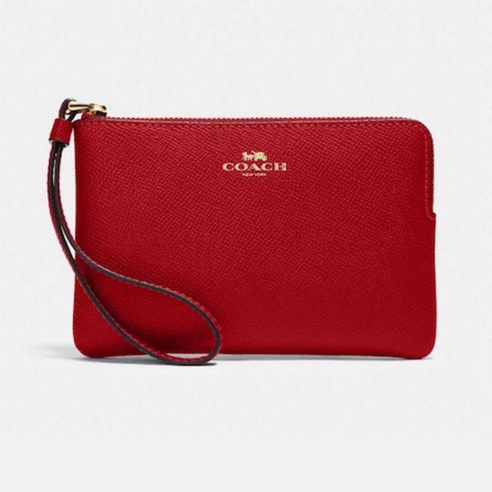 Coach Rich Red Color Corner Zip Wristlet